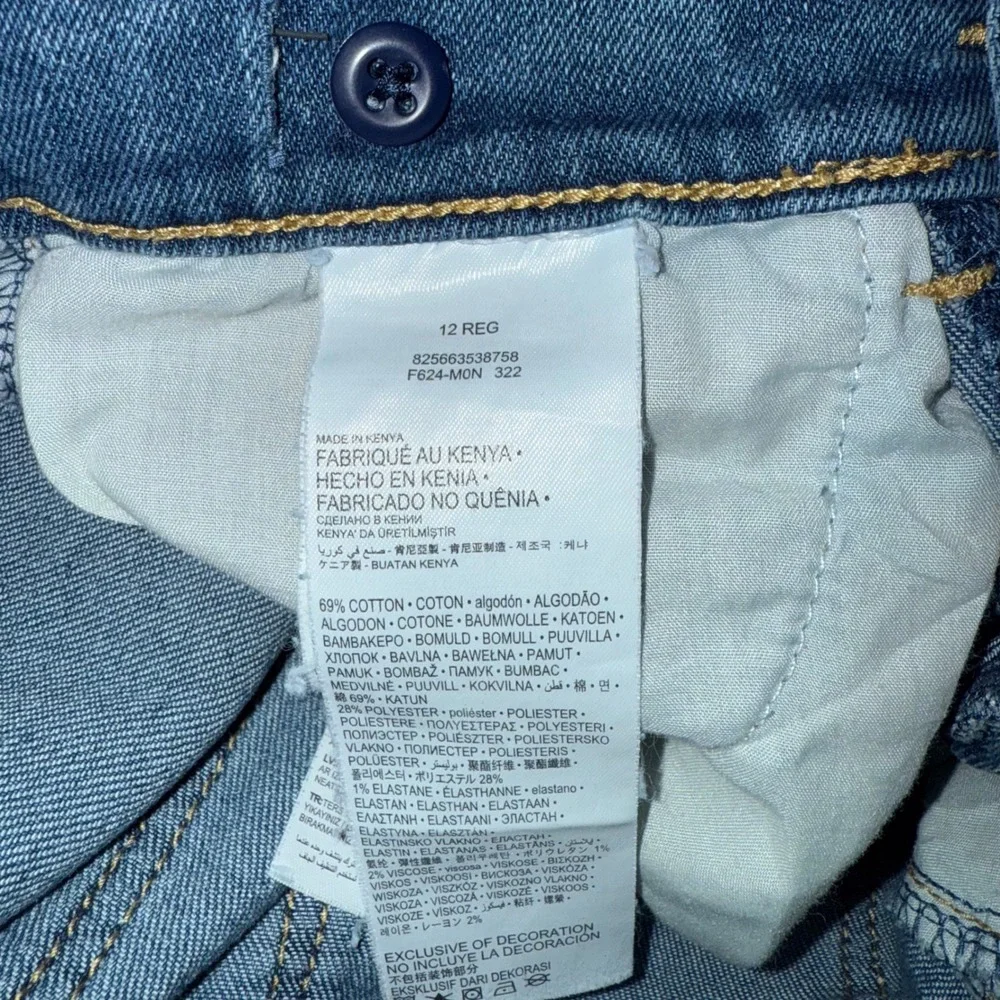 Levi's Kids Wide‎ Leg Jeans Distressed Floral Patch Blue Denim Size 12